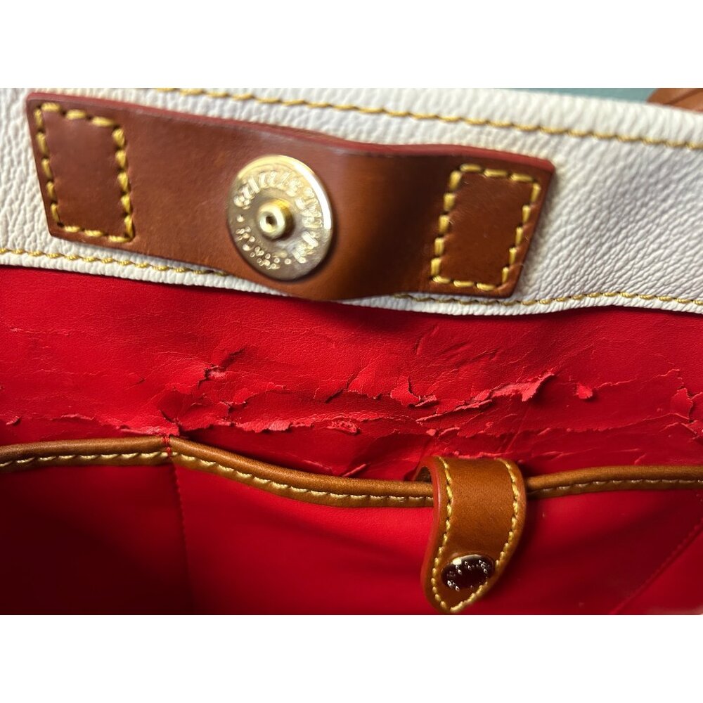 Dooney & Bourke White and Brown Leather Tote - Picture 10 of 16